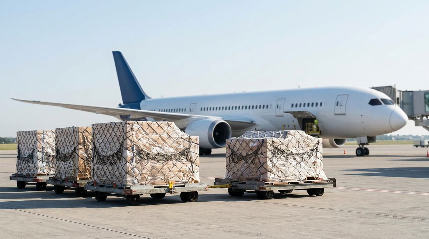 Cargo prepared for an aircraft at a Pakistan airport