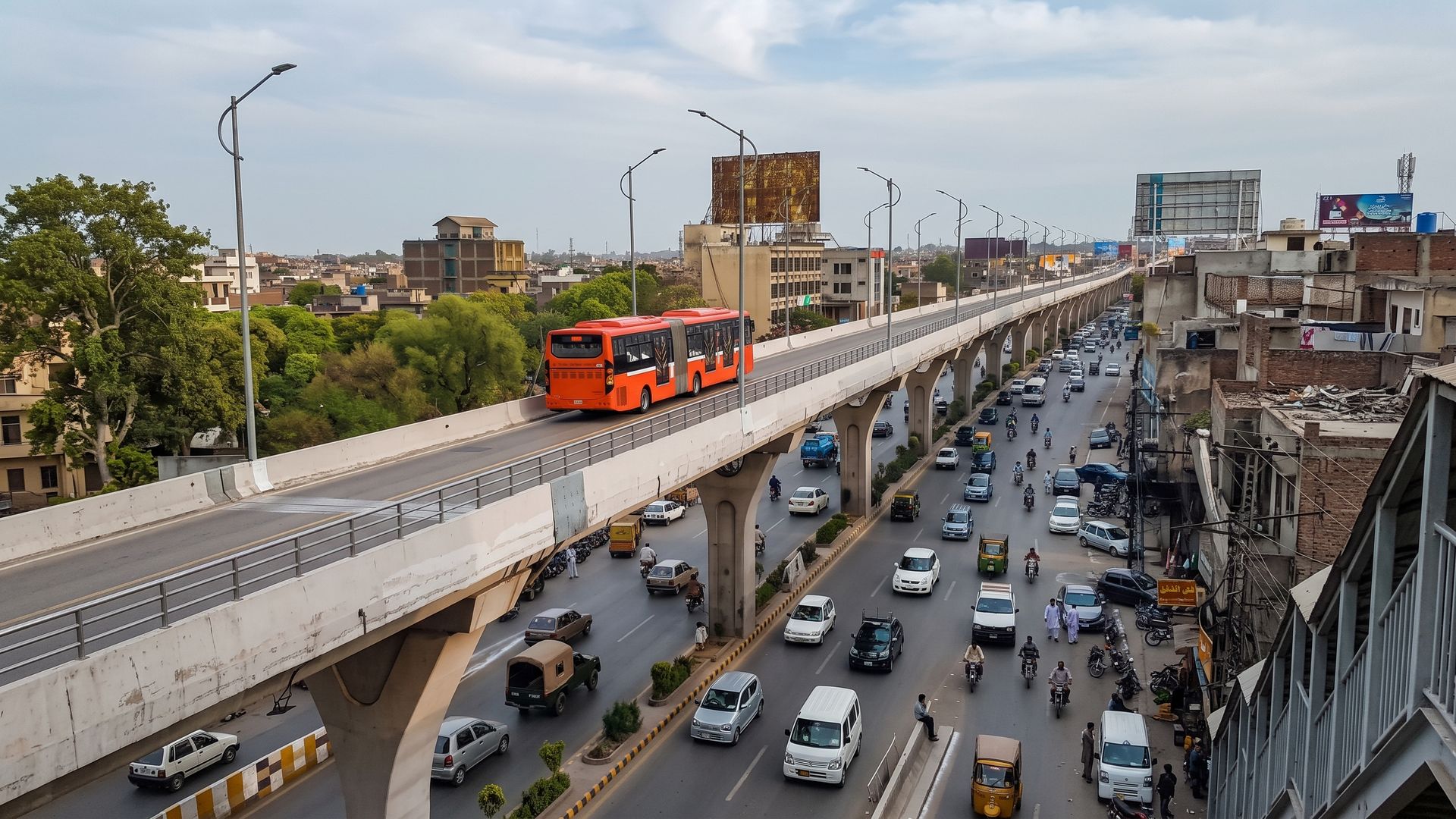 A commercial street in Rawalpindi with space for a moving truck